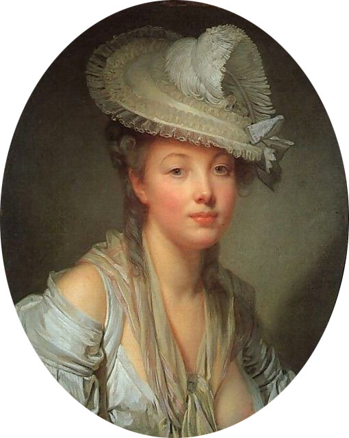 Young Woman in a White Hat - by Jean Baptiste Greuze